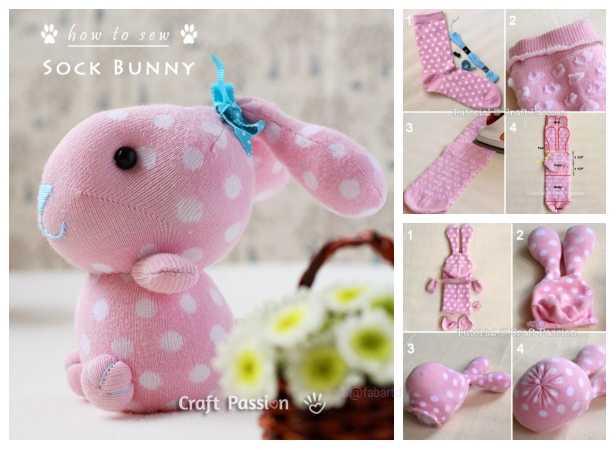 DIY Cute Sock Bunny Free Sewing Patterns and Tutorials