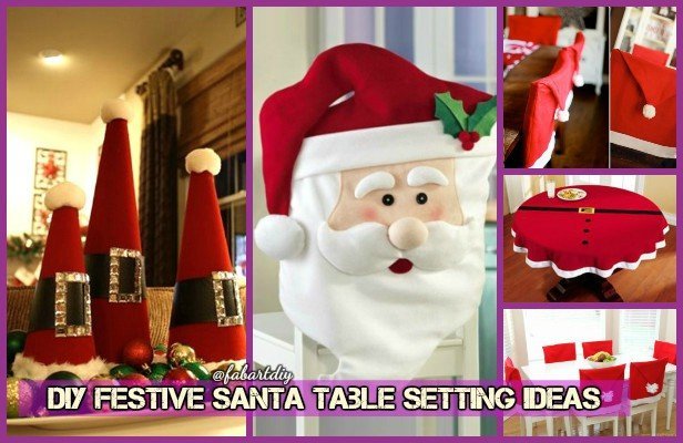 DIY Holiday Santa Hat Chair Cover Santa Table Setting