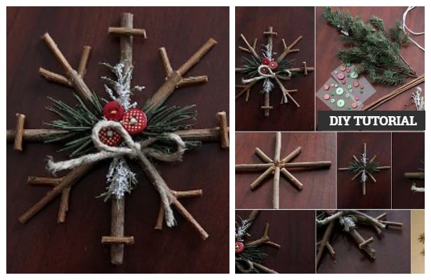 DIY Rustic Branch Snowflake Decoration Tutorial