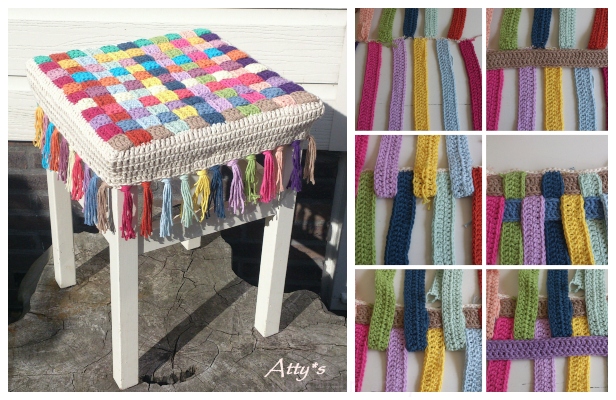 DIY Crochet Basket Stool Cover Free Crochet Pattern
