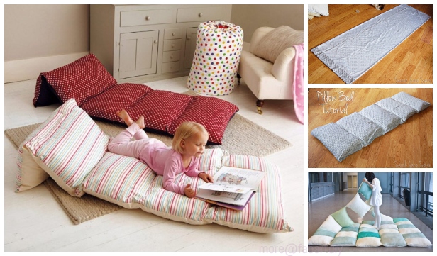 DIY Easy Roll Up Pillow Bed Floor Mat