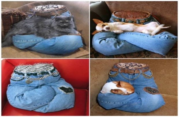 DIY Portable Seamless Recycled Denim Pet Pillow Tutorial