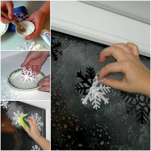 DIY Washable Snowflake Print on Windows