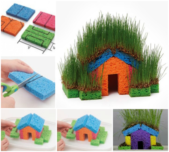 DIY fun sponge straw house (with photos)