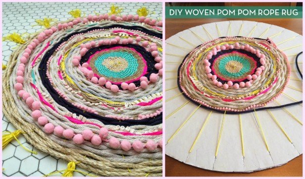 DIY Cardboard Loom Pom Pom Weaving Rug Tutorial
