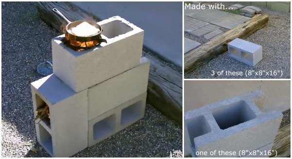 DIY Concrete Cinder Block Rocket Stove (Video)