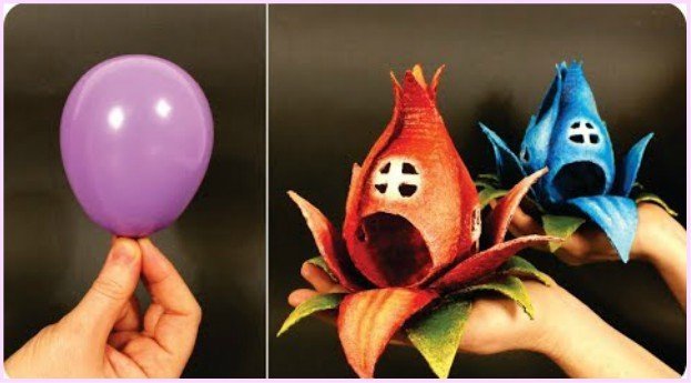 DIY Fairy House Flower Tea Light Tutorial Using Balloons