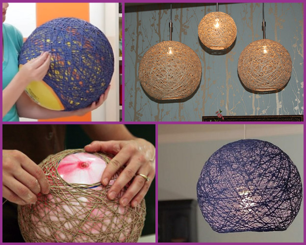 DIY Yarn Pendant Lamp Shade - Ball Pendant Light (Video)