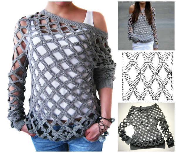 Crochet Web Tunic Sweater Free Pattern (Video)
