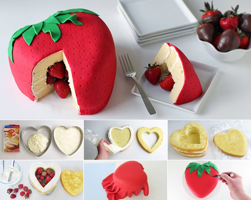 DIY Strawberry Surprise Cake